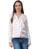 Kotty Women'S Relaxed Fit Printed Casual Shirt,Print WhiteApparel,XL