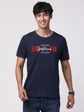 Adro Men'S Graphic Printed 100% Cotton T-Shirt - Regular Fit, Printed T-Shirts For Men (Rn24-Spt-Nb_Navy_L)