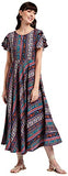 OOMPH! Women's Crepe A-Line Maxi Dress - Multi Multicolour,Multicolour