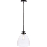 Living District Frey 1-Light Mid-Century Metal Pendant In Black And Clear Glass
