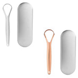 Zibuyu Stainless Steel Tongue Cleaner For Adults (2 Pack), Wide Mouth 304 Metal Tongue Scraper Set With Travel Storage Box For D