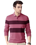 Eyebogler Polo Neck Full Sleeve Printed Casual Men Tshirt,Pink Wine MelangeApparel,L