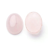 Fashewelry 50Pcs Natural Oval Rose Quartz Flat back Gemstone Cabochons 14x10mm Healing Chakra Crystal Stone Bead Cab Covers No H