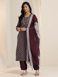 Libas Women'S Cotton Blend Kurta Sets (400579_Maroon_Xl)