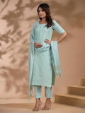 Anni Designer Women'S Rayon Blend Printed Straight Kurta With Pant & Dupatta (Nukad Green_Xl_Green_X-Large),Green,XL,Rayon Blend,Regular,Kurta, Scarf