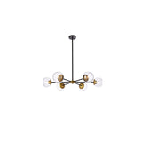 Living District Briggs 6-Light Metal Pendant W/Clear Shade In Black And Brass