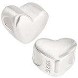 Beebeecraft 1 Box 3Pcs Heart Shaped Beads 925 Sterling Silver Love Heart Spacer Loose Beads Charms Metal for Jewelry Making Brac