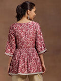 Libas Women'S Silk Blend Floral A-Line Kurti (291590R Pink Pink Xl