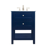 Elegant Decor Metropolis 24 Solid Wood And Metal Single Bathroom Vanity In Blue