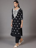 Libas Women'S Viscose Rayon Embroidered Straight Kurta (37140R_Black Black Xl