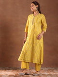 Libas Women'S Chanderi Silk Embroidered Kurta Set (49469 Mustard Mustard 2Xl