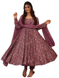 Gosriki Women'S Rayon Viscose A-Line Printed Kurta With Pant & Dupatta (Madayanti Purple-Gs_S_Purple_Small),Purple,,B0FDBF64CH