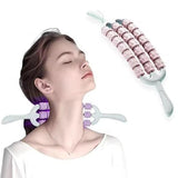 Dhamee Handheld Deep Tissue Massage Stick ThreeRow Roller For Sore Muscles, Athletes, Gym & Fitness Recovery | Neck, Back, Le