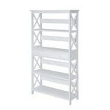 Convenience Concepts Oxford 5 Tier Bookcase with Drawer, White,11.75D x 31.5W x 59.75H