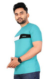 Lookmark Men'S Stylish Cotton Blend Printed Striped Polo Tshirt (Mt01-L) Sky Blue