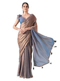 Womanista Women's Jimmychoo Two Tone Saree With Un-stitched blouse