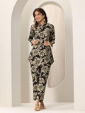 Libas Womens Printed Viscose Co-Ord Set For Women Black S 99305