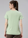 Enamor Women'S Striped Relaxed T-Shirt (A3S1_Soft Green Stripe Choose Love Graphic L)
