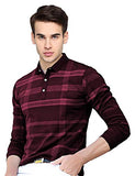 Eyebogler Men'S Polo Neck Full Sleeves Wine Milange Printed T-Shirt,Wine MilangeApparel,XL