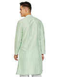 Be Active Men'S Traditional Embroidered Lucknowi Full Sleeves Kurta || Cotton Kurta For Men || Men Kurta For Wedding || Kurta For Men (Rfsk0013-Kr 15 Xl) Light Green