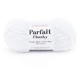 Premier Parfait Chunky Yarn - Super Bulky, Ideal for Knitting and Crocheting, Chenille, White, 3.5 oz, 131 Yards