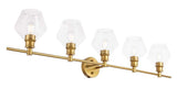 Living District Indoor Modern Home Decorative Bright Ceiling Gene 5 Light Brass And Clear Glass Wall Sconce