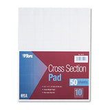 Cross Section Pads w/10 Squares, 8 1/2 x 11, White, 50 Sheets