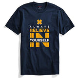 Adro Mens Believe In Your Self Printed T-Shirt (Navy Blue, S)