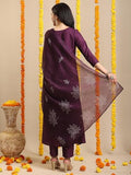 Gosriki Women'S Rayon Blend Anarkali Printed Kurta With Pant & Dupatta (Gangori Wine-Vks01-Gs_M_Wine_Medium),Wine,,B0DK9P1Y7Y