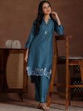 Libas Women'S Silk Blend Co Ord Set (49148 Blue Xl