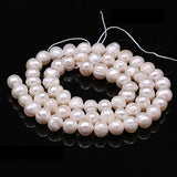 Natural Pearl Beads 100% Natural Freshwater Round Pearl Loose Beads (2 Strands) with Hole 6-7mm One Strand 14.2 inch for Jewelry
