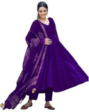 Anni Designer Women'S Rayon Blend Solid Anarkali Kurta With Pant & Dupatta (Magic-Violet-Nw_M_Violet_Medium),Violet,M