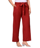 Yogi Vintage Cotton Solid Casual Wear Regular Fit Palazzo Pants Trouser For Women FullElastic With Belt Waistband With Both Sid