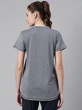 Enamor Womens Athleisure A306-Dry Fit with Antimicrobial & Sweat Wicking Crew Neck Short Sleeve Breathe Active Wear T-Shirt (A306_Navy Melange_M),Navy Melange