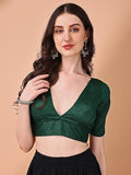 Womanista Silk Women'S Dupion Solid Short Sleeve Regular Fit V Neck Blouse (Bl_67_Green Xl)