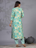 Gosriki Women'S Rayon Blend Straight Printed Kurta With Pant (Nissu Blue-Gs_S_Blue_Small),Blue,,B0CYHBRC3L