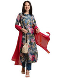 Gosriki Women'S Rayon Blend Straight Printed Kurta With Pant & Dupatta (Kulkarni Cerosin-Vks01-Gs_S_Blue_Small),Blue,,B0DK9PRMC2