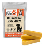 Pets Plus Himalayan Yak Chews for Dogs - 6 Inch, Medium Size, 8oz, 3-Pack - Long-Lasting Natural Dog Chews, Grain-Free, Odorless