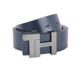 Tommy Hilfiger Solid Leather Mens Formal Reversible Belt (Navy, Frsz)