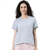 Enamor Women'S Solid Relaxed Fit T-Shirt (E305_Blue Fog Xl)
