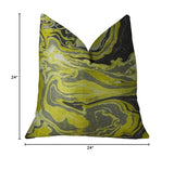 Plutus Brands Plutus Medici Marble Ink Handmade Throw Pillow, 24 X 24, Yellow/Gray/Black
