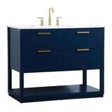 Elegant Decor Larkin 42 Solid Wood Mdf Single Bathroom Vanity In Blue