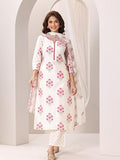 Libas Women'S Chanderi Silk Printed Kurta Sets (99022O_Off White_S)