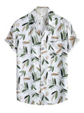 OM SAI LATEST CREATION Shirt for Men || Rayon Shirts for Men || Tropical Leaf Printed Short Sleeve & Spread Collar Shirts for Boy || Casual Beach Wear Festive Shirt for Men. (Medium WhiteGreen),Whitegreen