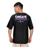 Kyda Men'S Oversized 100% Cotton Round Neck Front And Back Printed Tshirt (Pack Of 1) Black,BlackApparel,2XL