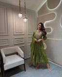 Gosriki Women'S Rayon Blend Embroidered Anarkali Kurta With Pant & Dupatta (Kanota Green-Gs_Xxl_Green_Xx-Large),Green,2,B0DRNPFQ5Z
