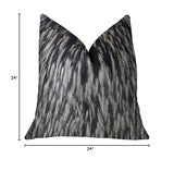Plutus Brands Plutus Wolf Fur Handmade Throw Pillow, 24 X 24, Black White