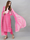 Anni Designer Women'S Cotton Blend Straight Printed Kurta With Pant & Dupatta (Doremi Baby Pink_S_Baby Pink_Small),Baby Pink,S,Cotton Blend,Regular,