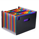 Fayby 24 Pocket Expanding File Folder With Cover | A4 Letter Size Expandable File Storage Organizer Box Can Carry Rainbow Docume