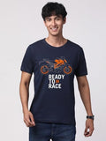 Adro Men'S Biker Design Printed 100% Cotton T-Shirt - Regular Fit, Printed T-Shirts For Men (Rn24-Ktm-Nb_Navy_2Xl)
